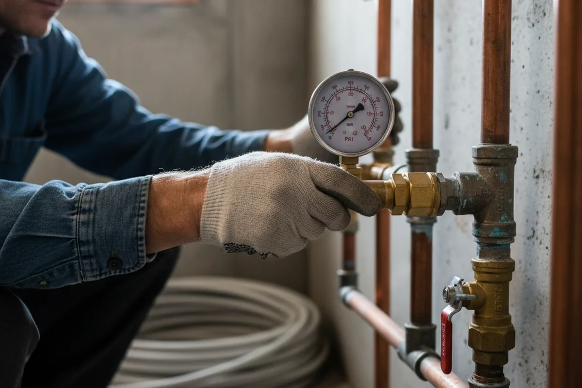 Pressure testing a repaired line during Water Line Repair in Auxier